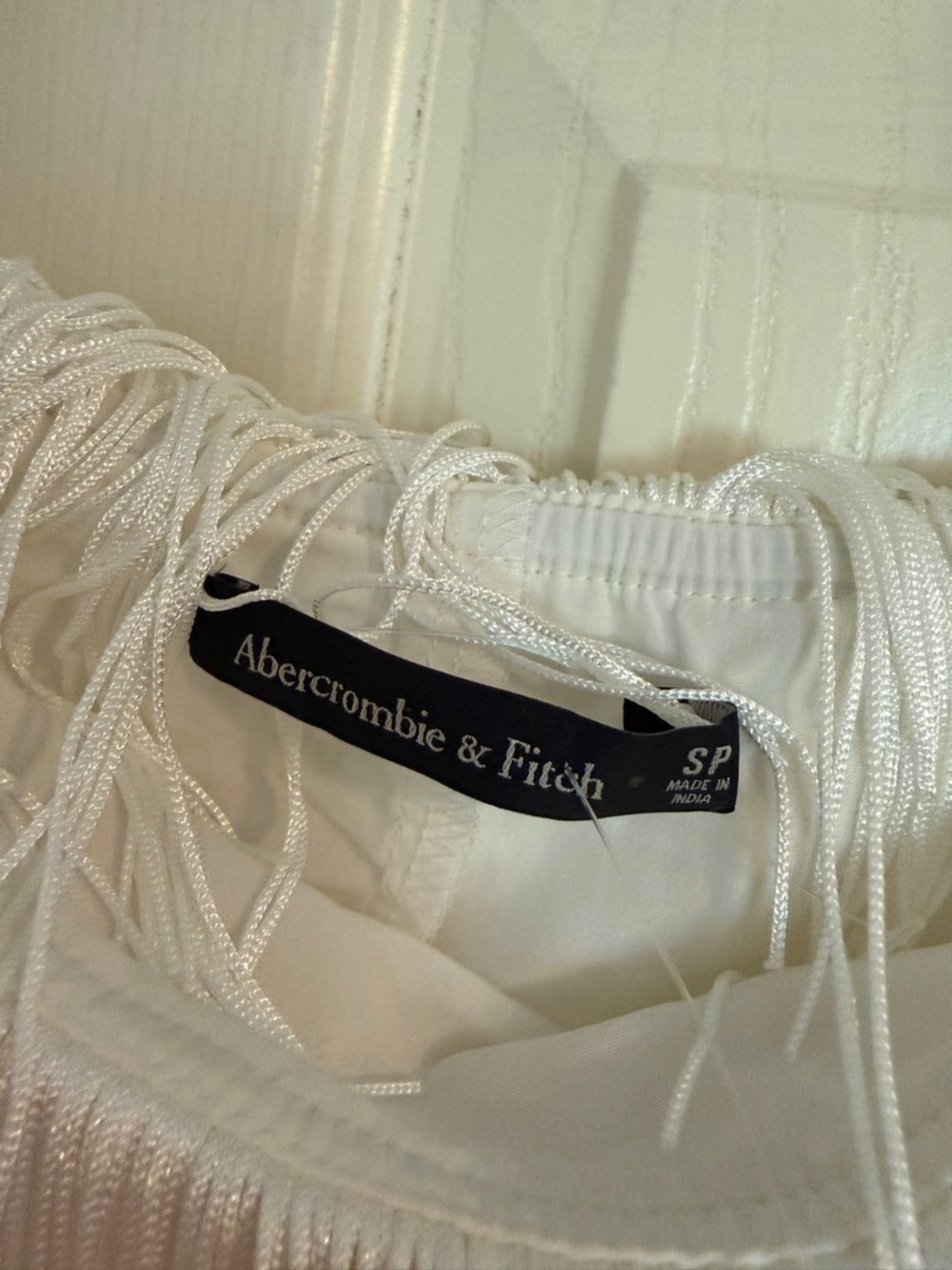 Abercrombie & Fitch White Fringe Spaghetti-Strap Mini Dress - Picture 5 of 7